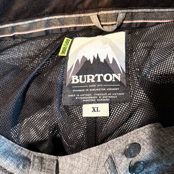 Burton Snow Pants Mens XL Grey Dryride Snow Pants Snowboarding Ski Cargo READ - Picture 9 of 9